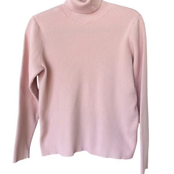 Lauren Ralph Lauren Women's Pink Ribbed Turtleneck Size XL - Picture 2 of 6